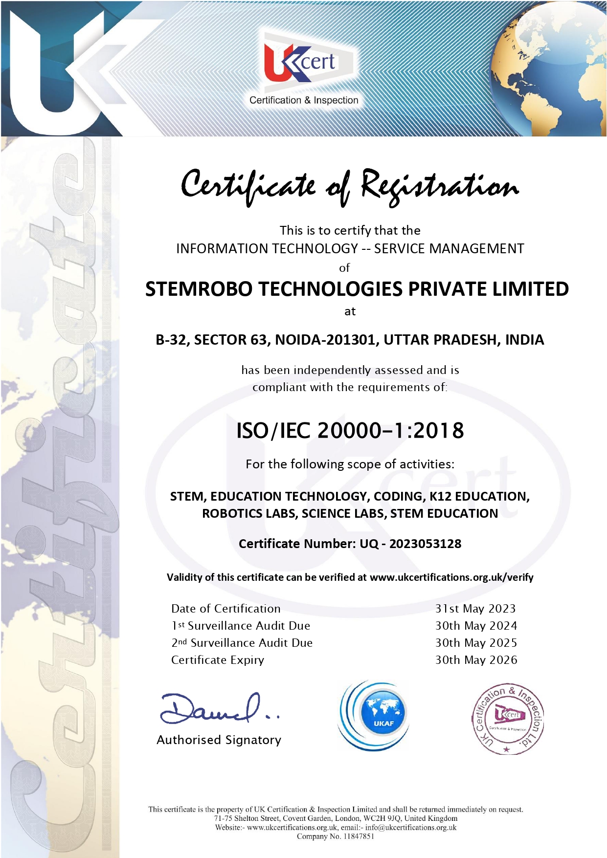 STEMROBO Certificate